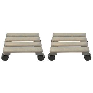 2x Planten trolleys/multirollers vierkant 28 cm