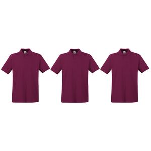 3-Pack maat XL bordeaux rode poloshirt premium van katoen voor heren