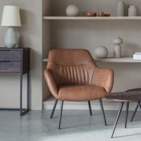 ZILT Fauteuil Tristan Lederlook - Bruin