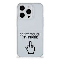 iPhone 15 Pro Max Silicone-hoesje Finger Don't Touch My Phone - thumbnail