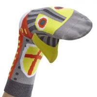 Walkytalkies popsokken Say Brave! jongens katoen grijs/geel mt 23 26