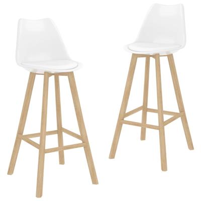 vidaXL Barkrukken 2 st PP en massief beukenhout wit