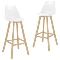 vidaXL Barkrukken 2 st PP en massief beukenhout wit