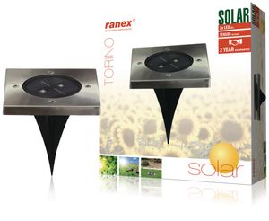 Ranex RA-5000406 LED Solar Grondspot RVS