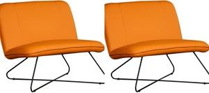 Set van 2 Oranje leren industriële fauteuils zonder armleuning Smile - Toledo Leer Mandarin (oranje leer)