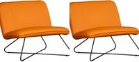 Set van 2 Oranje leren industriële fauteuils zonder armleuning Smile - Toledo Leer Mandarin (oranje leer) - thumbnail