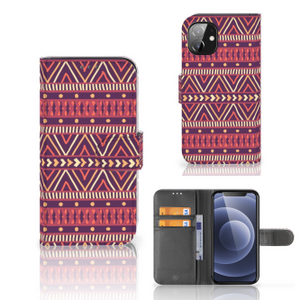 Apple iPhone 12 Mini Telefoon Hoesje Aztec Paars