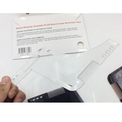 Dubbelzijdige baard kam molding sjabloon tool baard shaping styling tool met ingebouwde kam (transparant)