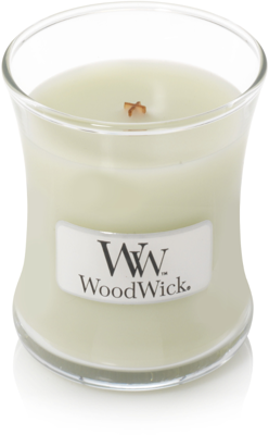 Woodwick Fig leaf en Tuberose kaars klein