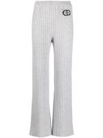 TWINSET logo-patch ribbed-knit trousers - Gris