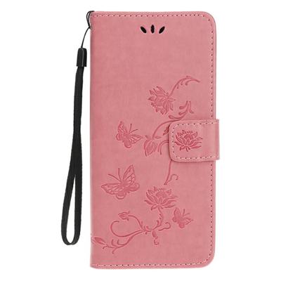 Shop4 - Samsung Galaxy S20 Plus Hoesje - Wallet Case Bloemen Vlinder Roze