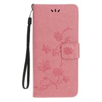 Shop4 - Samsung Galaxy S20 Plus Hoesje - Wallet Case Bloemen Vlinder Roze
