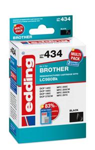 Edding Inktcartridge vervangt Brother LC-980BK Compatibel 2-pack Zwart, Zwart EDD-434 18-434