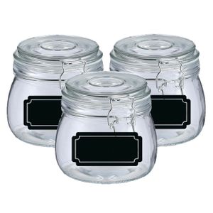 Weckpotten/inmaakpotten - 4x - 500 ml - glas - met beugelsluiting - incl. etiketten