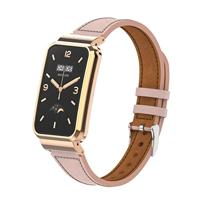By Qubix - Classic leren bandje met case - Roze - Xiaomi Smart band 7 Pro