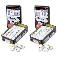 Domino spel dubbel/double 9 in blik 110x stenen - thumbnail