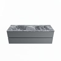 MONDIAZ VICA-DLUX 150cm badmeubel onderkast Plata 2 lades. Inbouw wastafel CLOUD dubbel 2 kraangaten, kleur Lava. - thumbnail