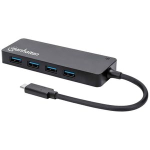 Manhattan 164924 interface hub USB 3.2 Gen 1 (3.1 Gen 1) Type-C 5000 Mbit/s Zwart