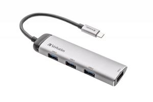 Verbatim USB 3.2 Gen 1-hub 4 poorten Met USB-C stekker, LED-weergave Grijs