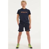 Ballin slim fit sweatshort met logo donkerblauw