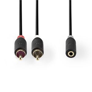 Stereo audiokabel | 2x RCA male - 3,5 mm female | 0,2 m | Antraciet [CABW22255AT02]