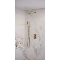 Regendoucheset Inbouw Brauer Gold Edition Thermostatisch 20 cm met 3-Weg Omstelling, Gebogen Wandarm, Glijstang en Staaf Handdouche Geborsteld Goud - thumbnail