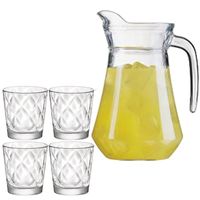 Luminarc schenkkan/waterkan van glas 1.6 liter met 6x waterglazen van 240 ml - thumbnail