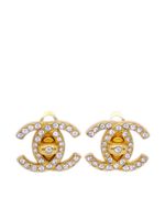 CHANEL Pre-Owned boucles d'oreilles CC ornées de strass (1996)