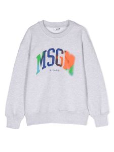 MSGM Kids sweat en coton à logo imprimé - Gris