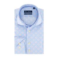 Sleeve7 Heren Overhemd Lichtblauw Bloemen Print Modern Fit