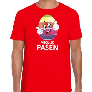 Pasen shirt rood met vrolijk paasei en duimen schuin omhoog voor heren 2XL  -