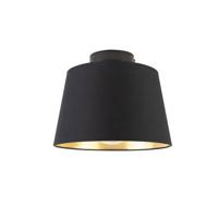 QAZQA Plafondlamp met katoenen kap zwart met goud 25 cm - Combi zwart