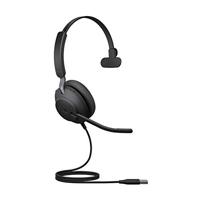 Jabra Evolve2 40 Headset – Microsoft Teams-gecertificeerde Monokoptelefoon met Noise Cancelling en Beltechnologie met 3 Microfoons – USB-A Kabel – Zwart