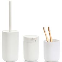 Badkamer accessoires set 3-delig - kunststof - wit - modern design