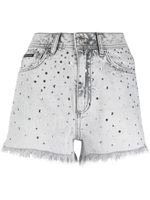 Philipp Plein short en jean à ornements en cristal - Gris - thumbnail