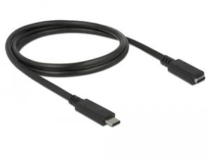 Delock USB-kabel USB 3.2 Gen1 (USB 3.0 / USB 3.1 Gen1) USB-C stekker, USB-C bus 1.00 m Zwart 85533