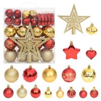 70-delige Kerstballenset goud en rood - thumbnail