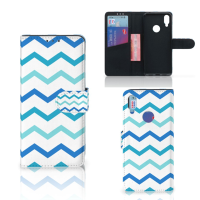 Xiaomi Redmi Note 7 Telefoon Hoesje Zigzag Blauw