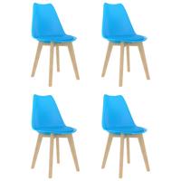 Vidaxl Eetkamerstoelen 4 St Kunststof Blauw