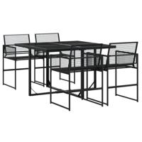 vidaXL 5-delige Tuinset poly rattan zwart, loungeset, loungeset tuin, tuinset lounge, tuintafel, loungeset buiten, tuin loungeset, terrasmeubelset
