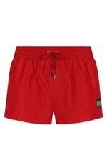 Dolce & Gabbana short de bain à plaque logo - Rouge