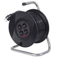 as - Schwabe Aktions-Kabeltrommel – mit 50 m Kunststoffmantelleitung inkl. Schutzkontaktstecker – Verlängerungskabel-Trommel mit 4 Schutzkontakt-Steckdosen – IP20 – Made in Germany – Schwarz I 11101