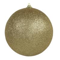 1x Gouden grote kerstballen met glitter kunststof 13,5 cm - Kerstbal