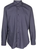 Barba chemise en coton à motif géométrique - Bleu