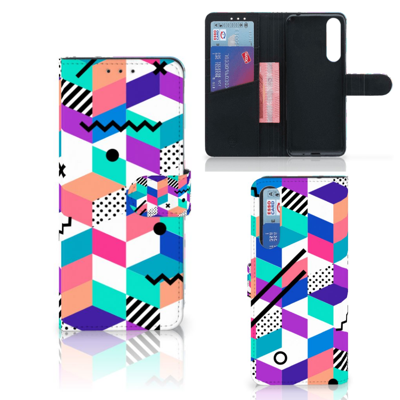 Sony Xperia 1 II Book Case Blokken Kleurrijk Sony Xperia 1 II Book Case Blokken Kleurrijk