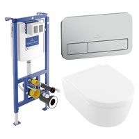 Villeroy & Boch Avento pack wandcloset - directflush - diepspoel - met inbouwreservoir - bedieningsplaat edelmat - Ceramic+ stone white 92242700 / 92249069 / 5656HRRW - thumbnail