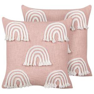 Beliani - LEEA - Sierkussen set van 2 - Roze - 45 x 45 cm - Katoen