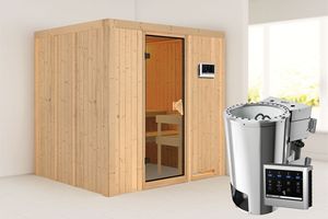 Karibu | Daria Sauna | Bronzeglas Deur | Biokachel 3,6 kW Externe Bediening