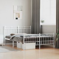 Bedframe met hoofd- en voeteneinde metaal wit 140x200 cm - thumbnail