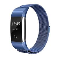 By Qubix - Compatible met Fitbit Charge 2 milanese bandje - Maat: Small - Blauw - Compatible fitbit bandje